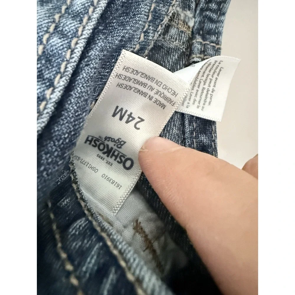 Baby OshKosh B'gosh‎ Blue Denim Overalls 18-24 Months with Red Stripes